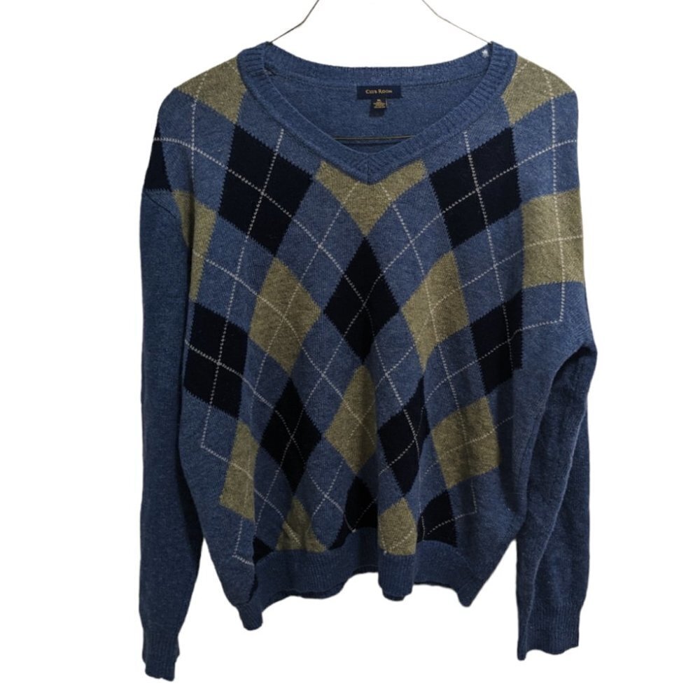 Club Room Y2K Argyle V-Neck XL